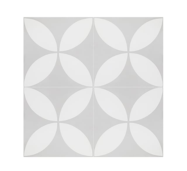 4 Carreaux de ciment véritable 0,16m2 / Carreaux de ciment artisanaux pour sol et mur coloris gris et blanc - l.20 x L.20 cm