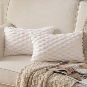Alishomtll Set di 2 federe per cuscino a righe, morbide e decorative, con chiusura lampo, per divano, camera da letto, 30 x 50 cm, colore: bianco e nero