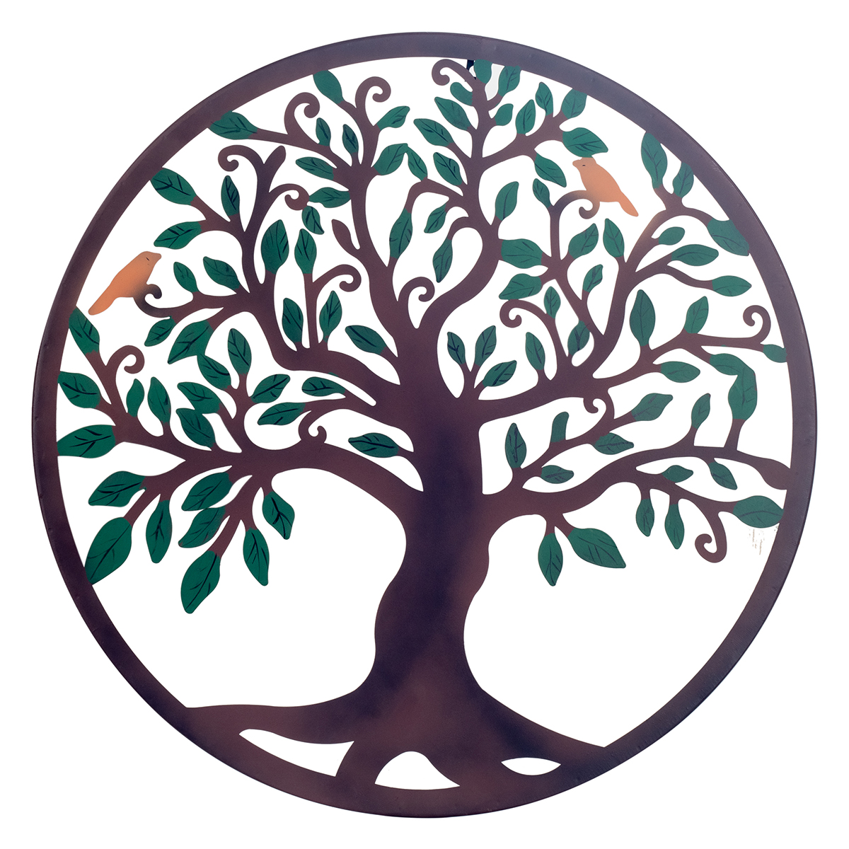 Origen home decor adorno árbol de la vida apliques metal | placa de metal negro redondo - 60x60x1cm