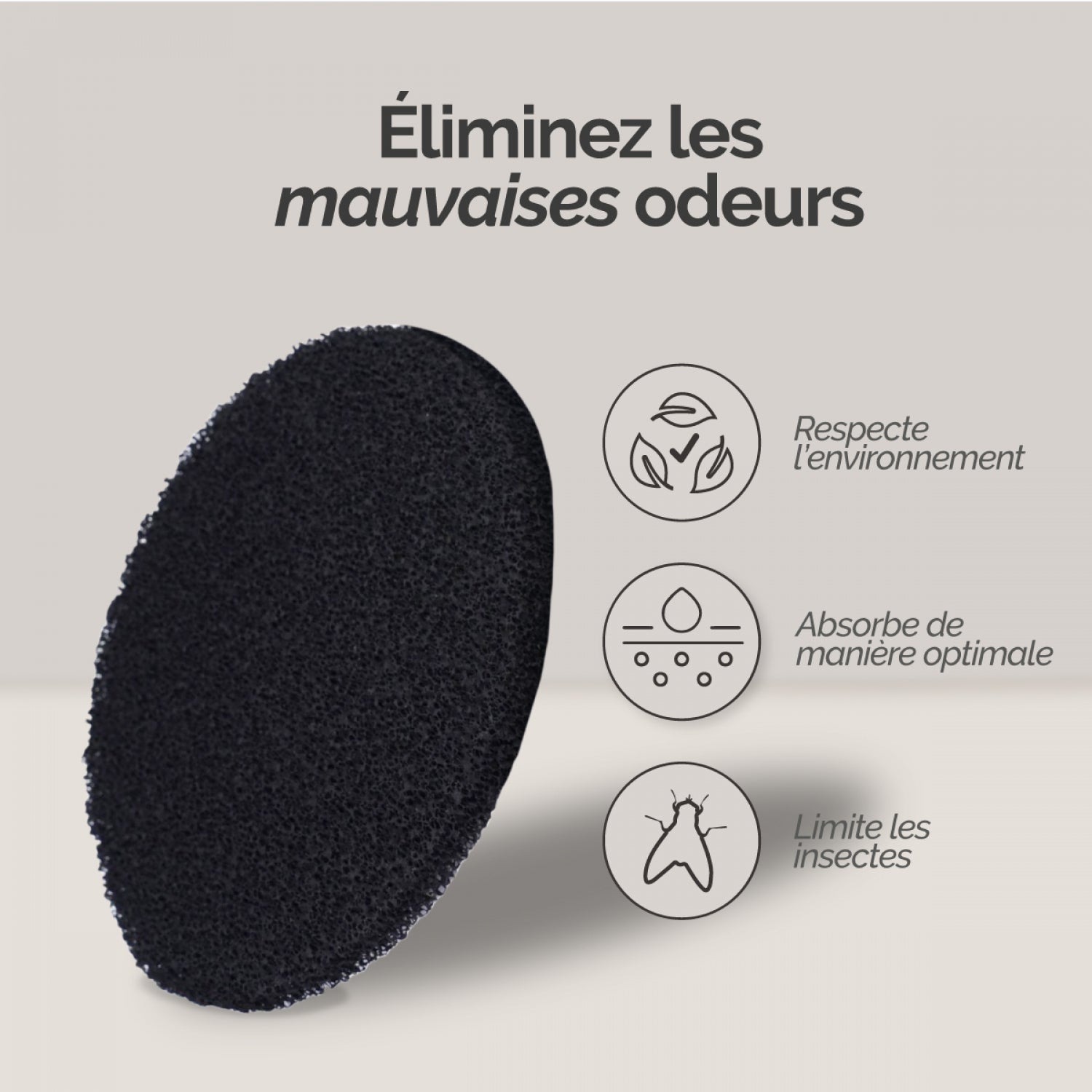 Lot de 5 filtres à charbon actif pour composteur, poubelle à compost - Rond - Linxor - 3