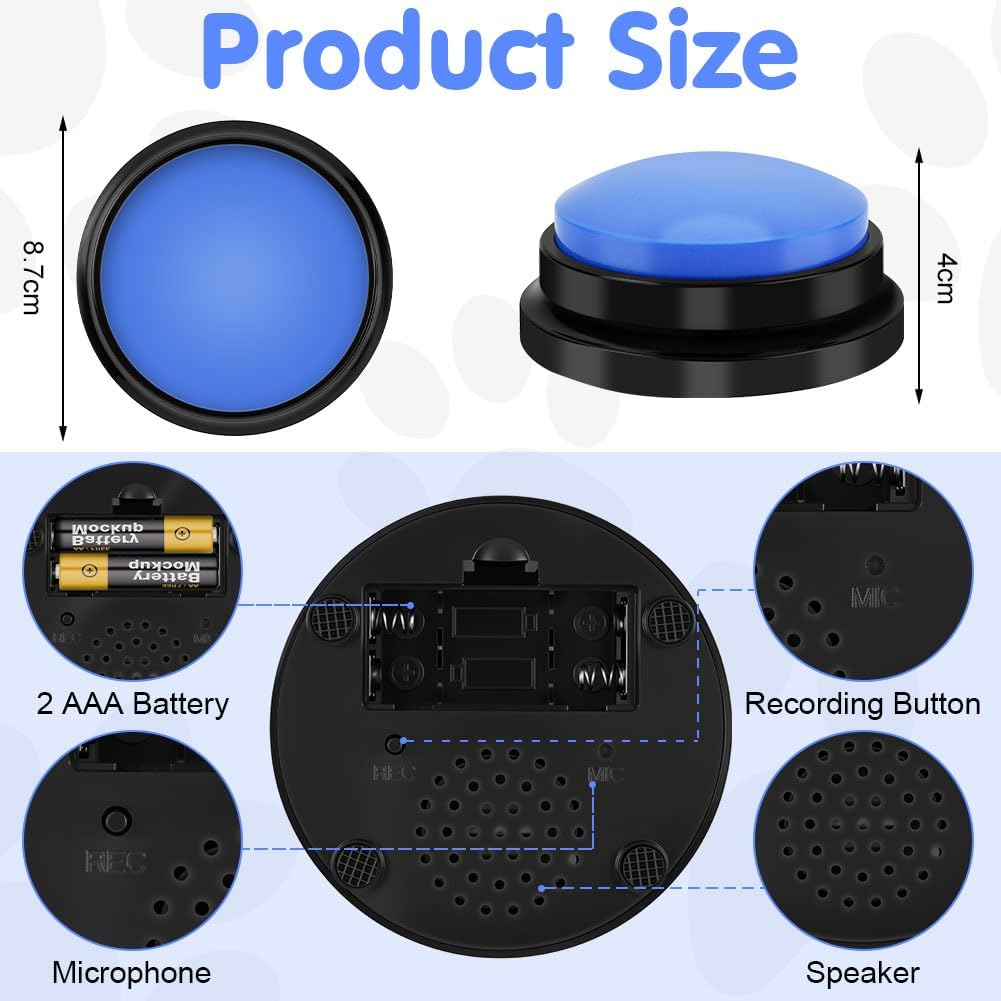 Lot de 6 Buzzer Enregistrable, Bouton Enregistreur avec Enregistrement de 30 Secondes Buzzer Sonore, Bouton Communication pour Animaux | Leroy Merlin