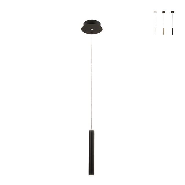 Pojedyncza czarna lampa wisząca Prado firmy Fabas Luce – ściemnialna dioda LED 6,5 W, nowoczesny design