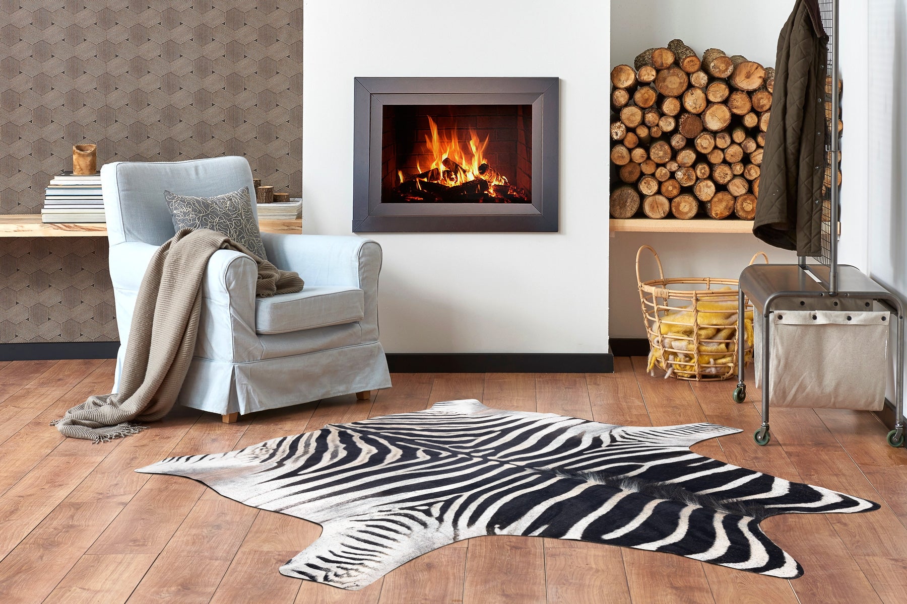 Tapis Imitation Peau de vache, Zèbre G5128-1, cuir noir blanc 100x150 cm - 3