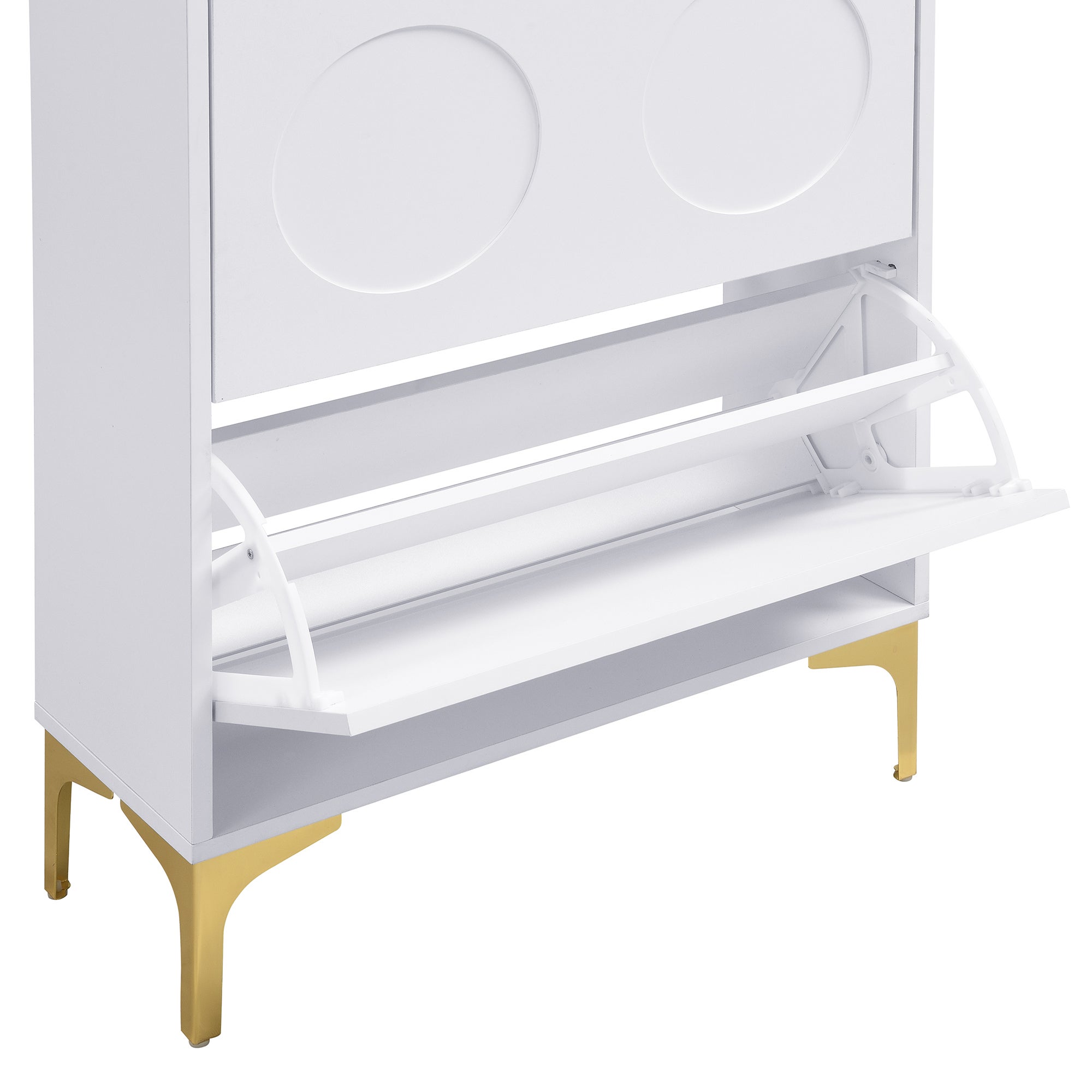 Nowoczesna szafa na buty 63x24x120 cm - 3 poziomy przechowywania - Nogi metalowe - MDF - Biały - 7