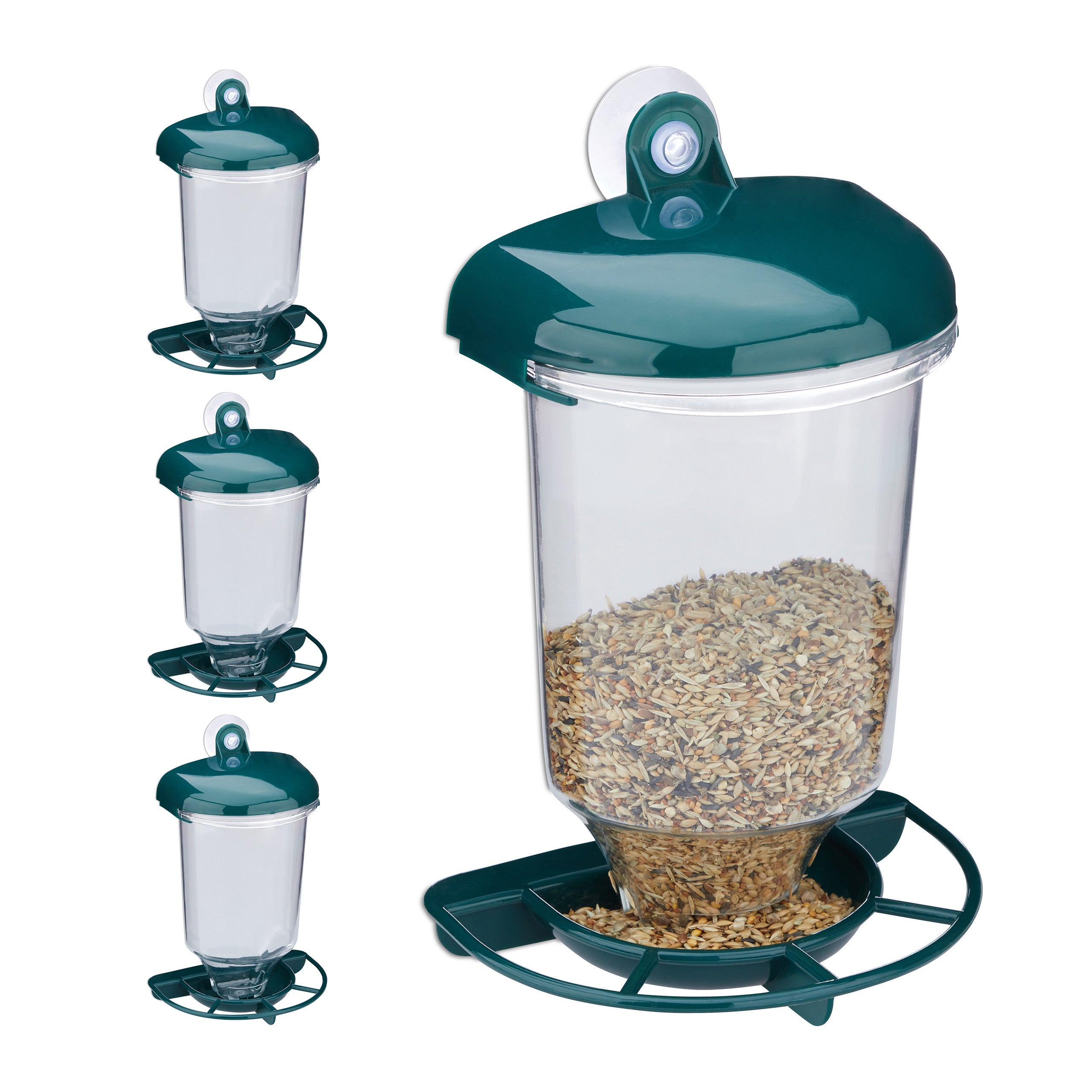 Observation Nature Distributeur Nourriture Oiseaux Suspendu - 23,5x40cm - Bol Plastique Transparent - 3 Chaînes Métal Accessoire Jardin Oiseaux