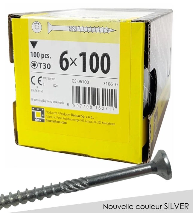 Boite de 100 Vis bois acier zingué 6x120 Empreinte Torx main image 1