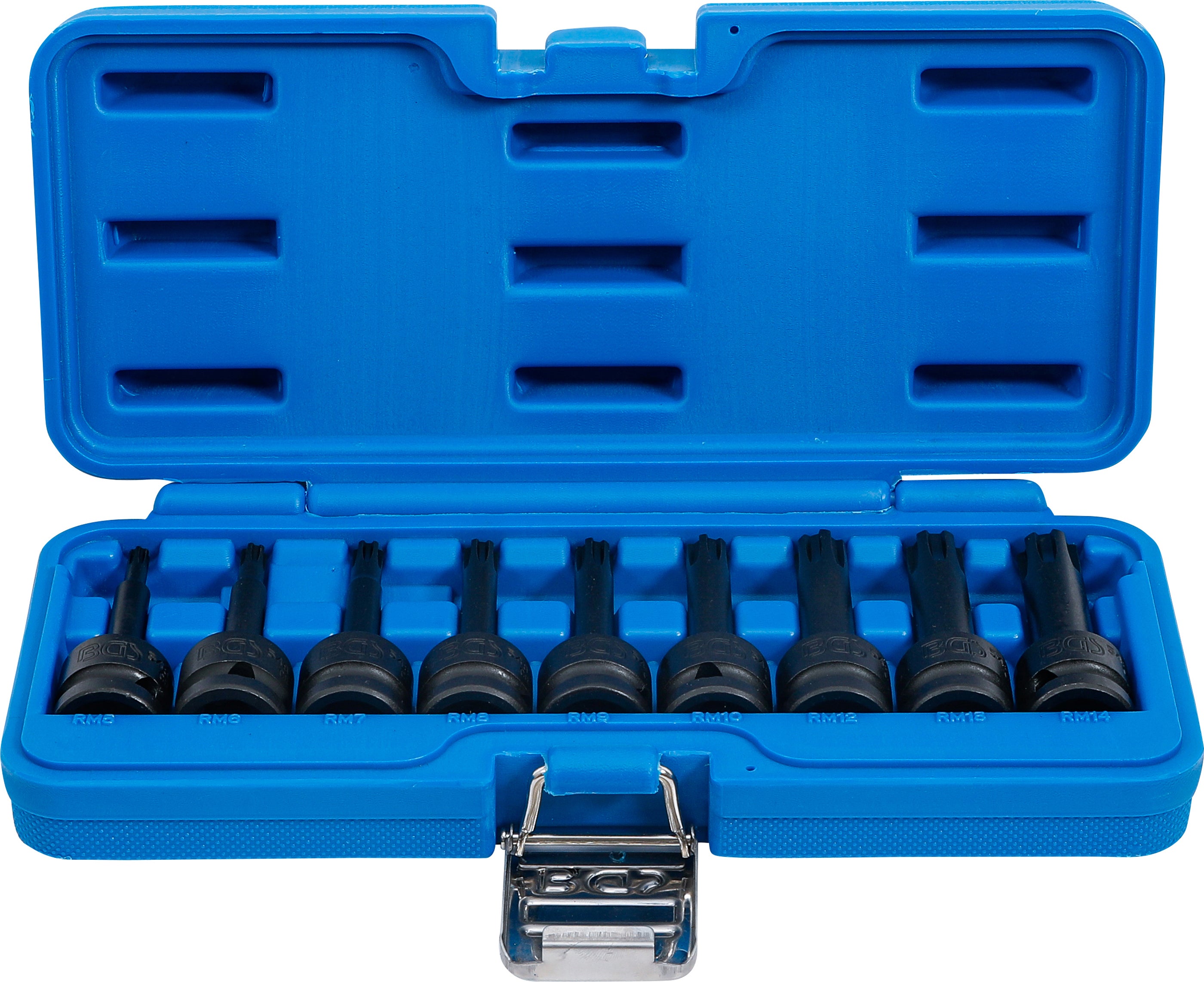 BGS Zestaw nasadek do śrub udarowych, napęd kwadratowy wewnętrzny 12,5 mm (1/2") profil klinowy (do Ribe) M5 - M14 9-częściowy - 5483