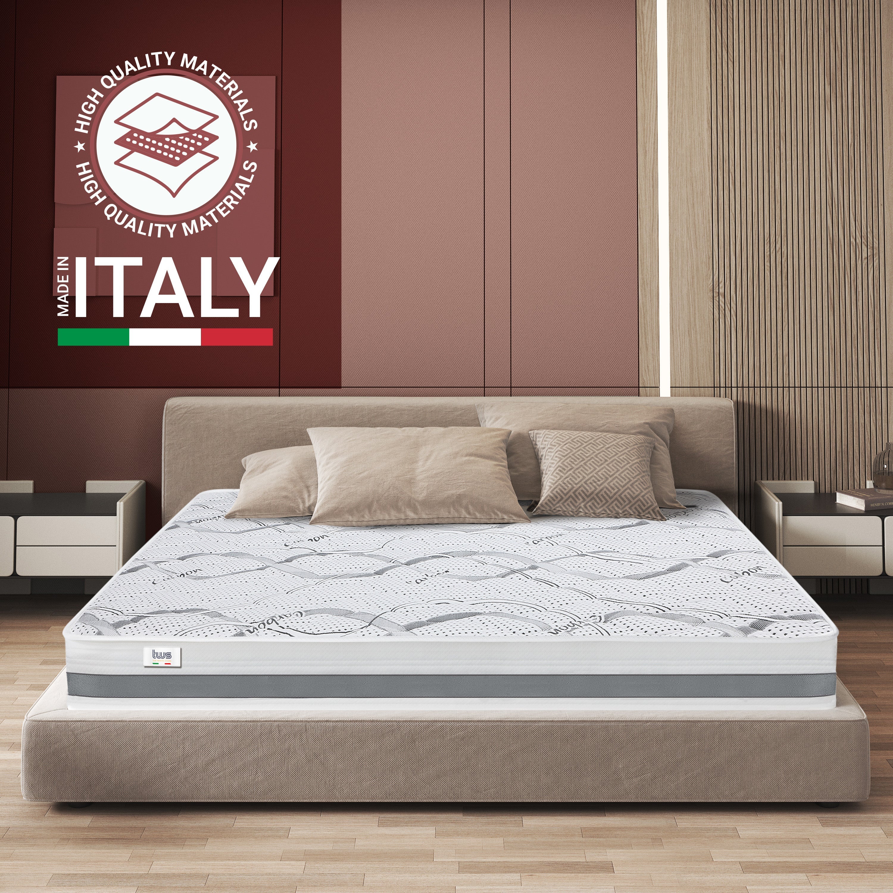 Materasso In Memory Foam Premium Con Tessuto Effetto Gel, Misura King E Queen, Massaggiante, Compresso Sottovuoto - Foto 6