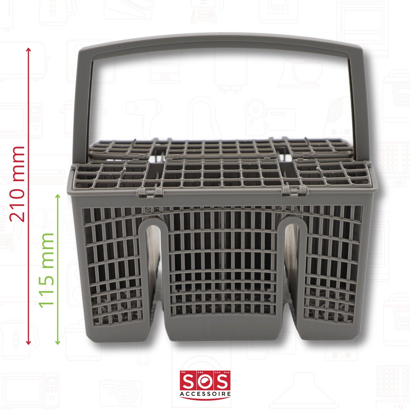 SOS Accessoire Panier a couverts 23*15*12/21cm pour Lave-vaisselle BOSCH 11018806, 11057829 11018806, 11057829 00668270 11018806 - 3