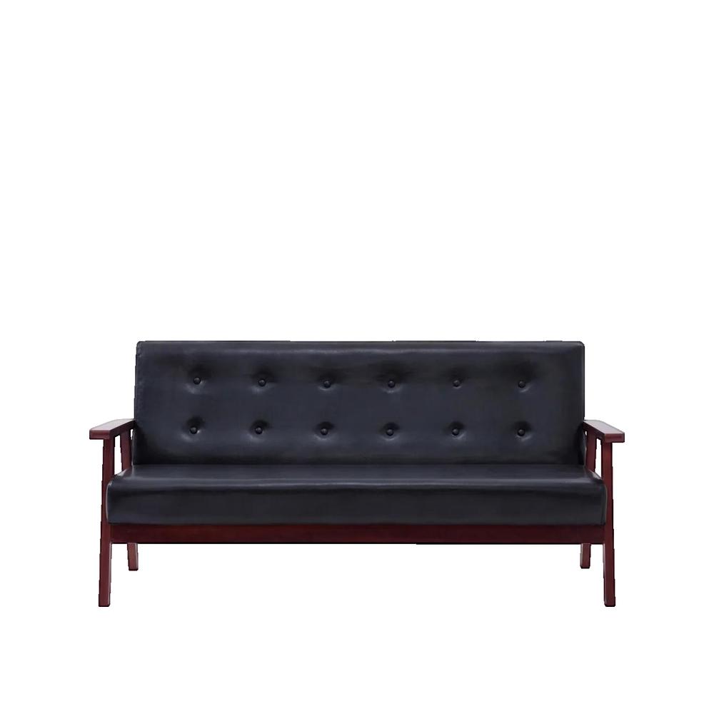 vidaXL Ensemble de canapés 2 pcs noir similicuir - 3