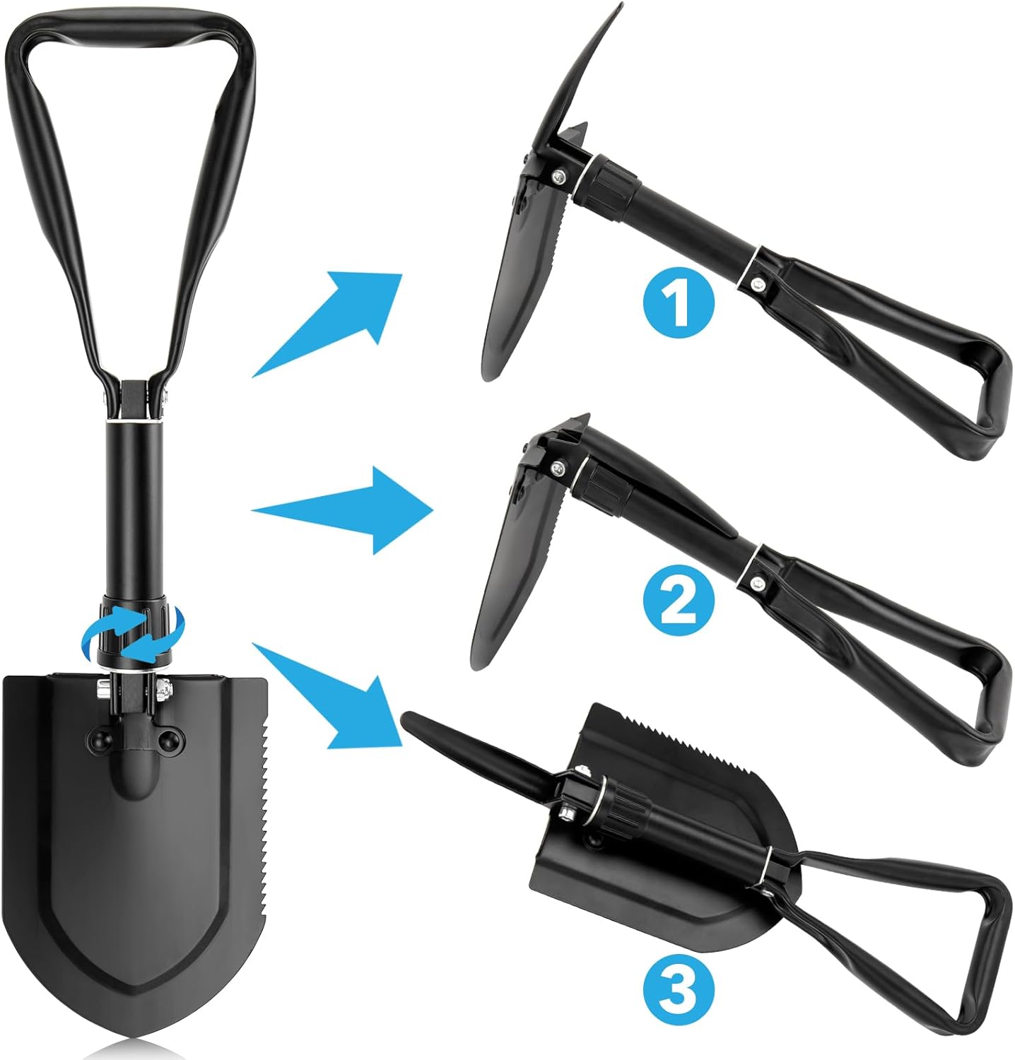 Pelle Multifonction, Pelle Pliante Portable 59cm, Pelle Pliante Multifonctionnelle pour Couper Branches, Camping, Jardinage, Voiture d'urgence, Sac à - 4