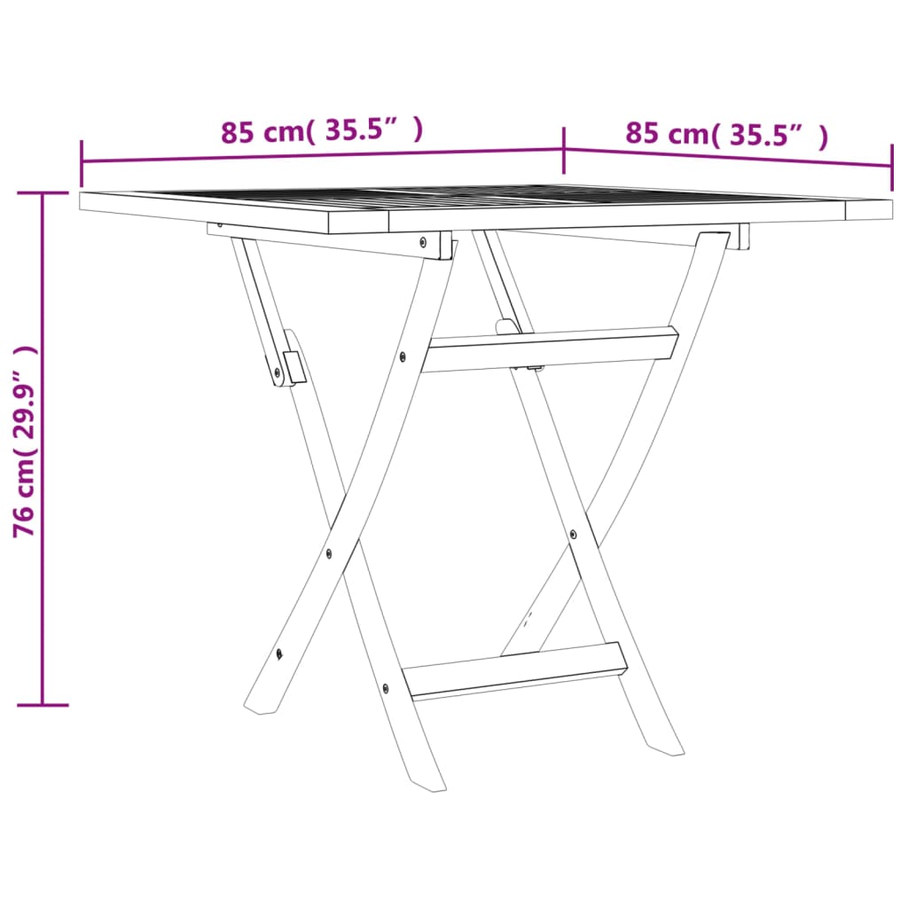 Table de jardin pliante en bois de teck massif 85x85x76 cm - 8