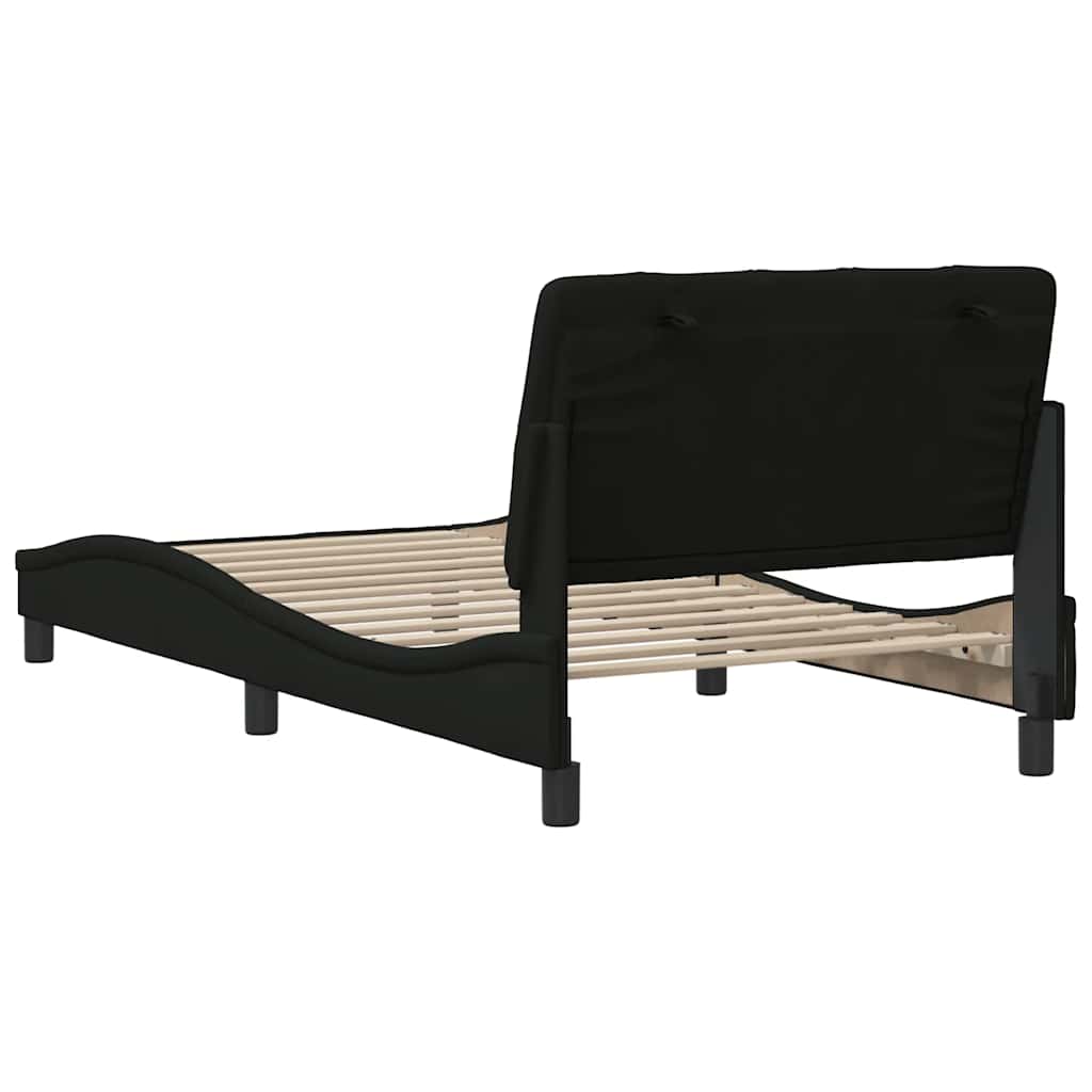 Cadre de lit sans matelas noir, tissu, pour la chambre, 100 × 200 cm - 9