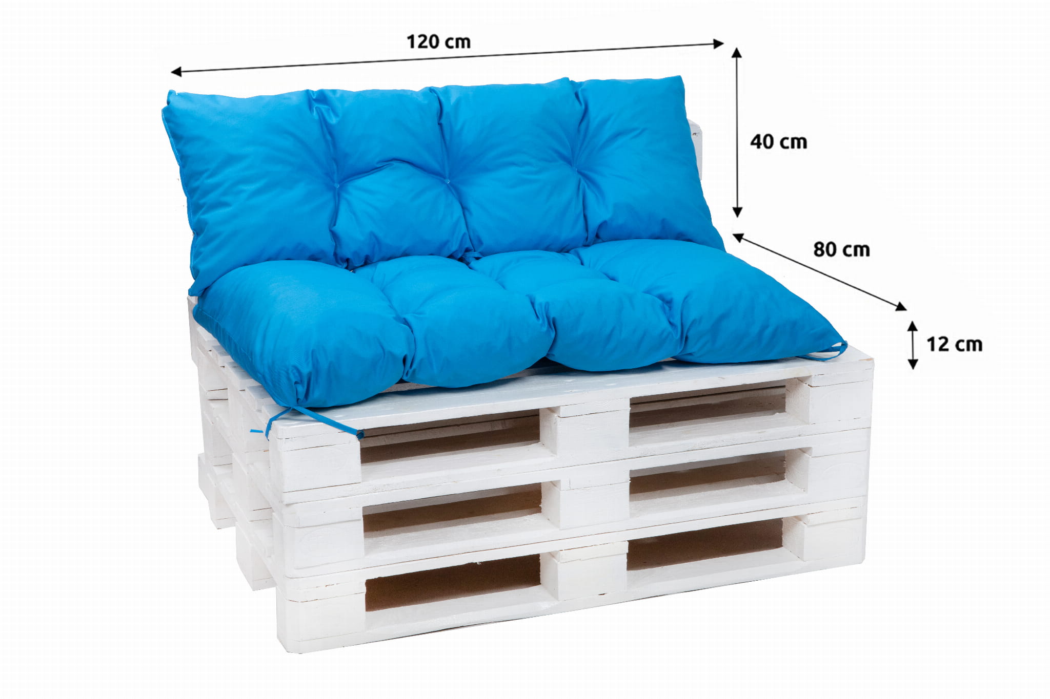 Set coussins pour palettes 120x80 avec dossier 120x40 bleu – coussins extérieurs pour canapé palette, matelas de jardin confortable - 2