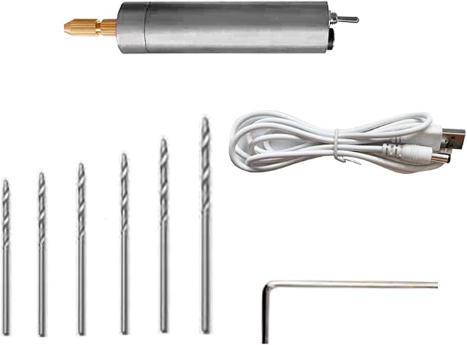 Miniaturowa wiertarka elektryczna - miniaturowe narzędzie do polerowania DIY - do rękodzieła, żywicy, biżuterii - Srebro (0,7-1,2 mm)