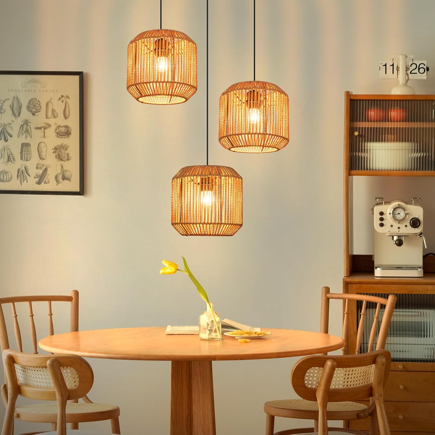 ZMH Lampa wisząca Vintage E27 w kolorze czarnym, z trzema żarówkami (żarówka nie jest dołączona) - 6