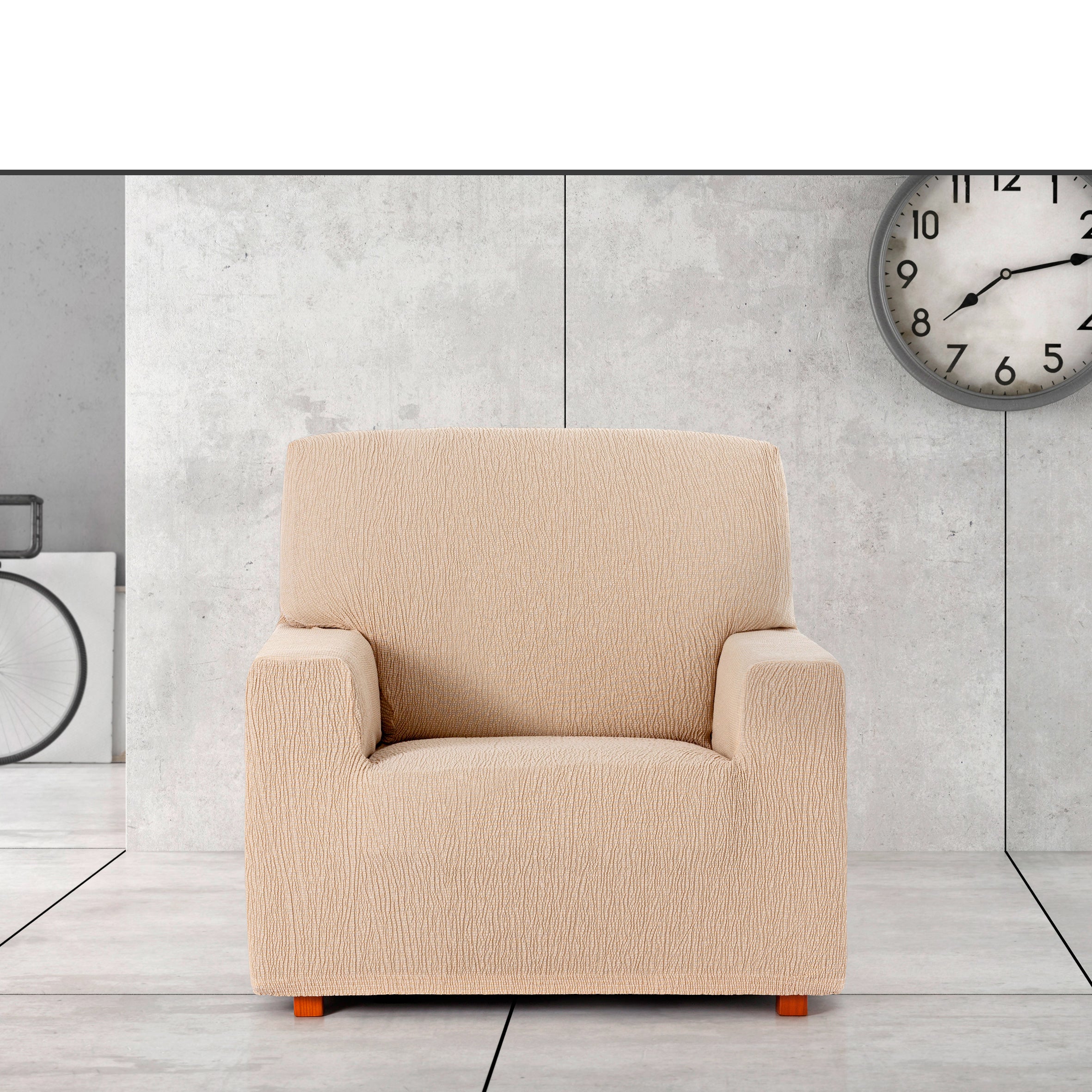 Housse de fauteuil Troya extensible beige 80 * 130 - 3