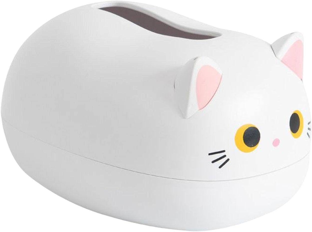 Boîte à Mouchoirs Chat Dessin Animé - Porte-Mouchoirs Plastique Mignon Avec Bouteille Cure-Dents, Noir