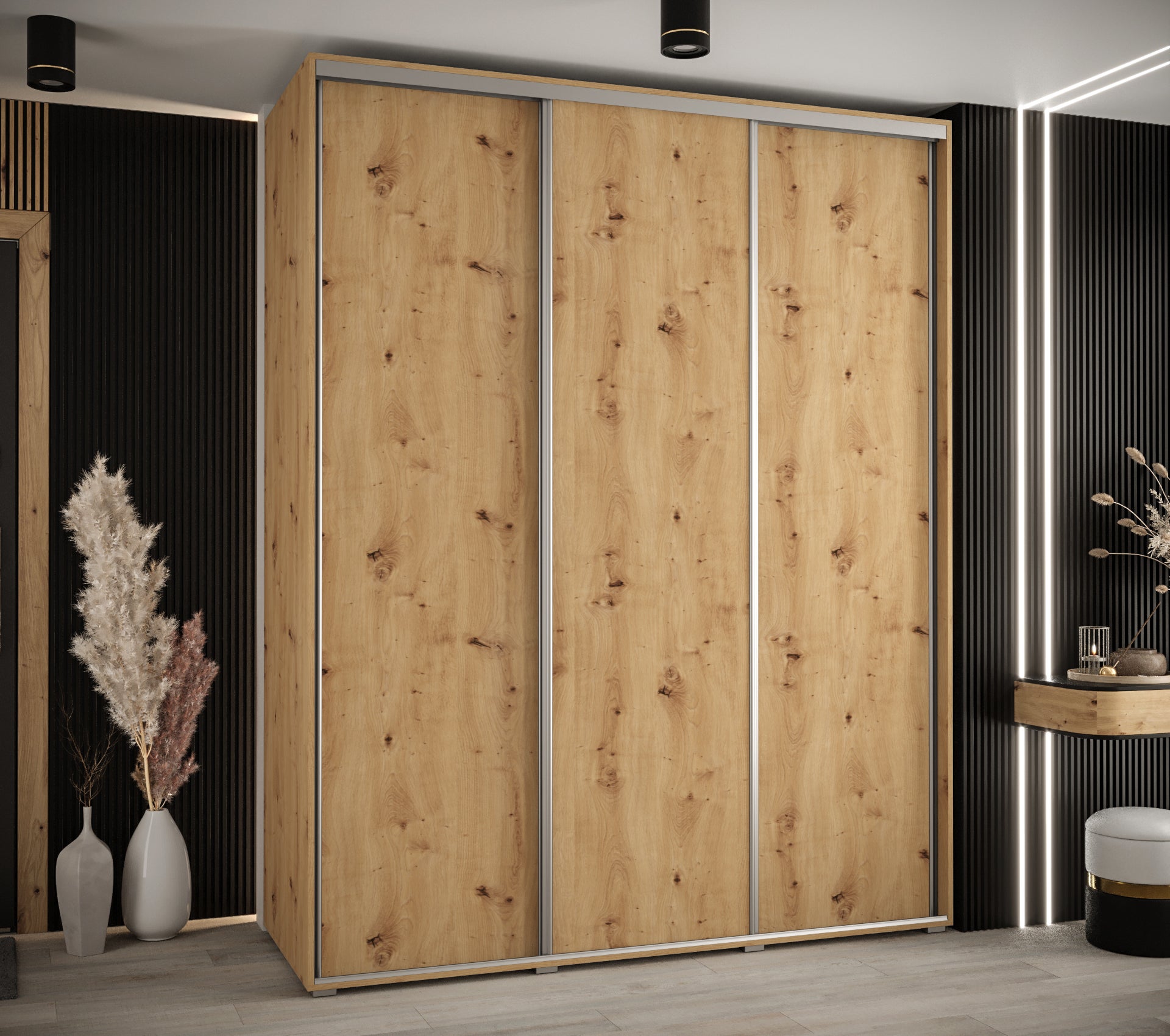Szafa przesuwna wysoka Davos 1 200 x 60 x 235,2 cm artisan + artisan + u. srebrny - Abiks Meble - 2