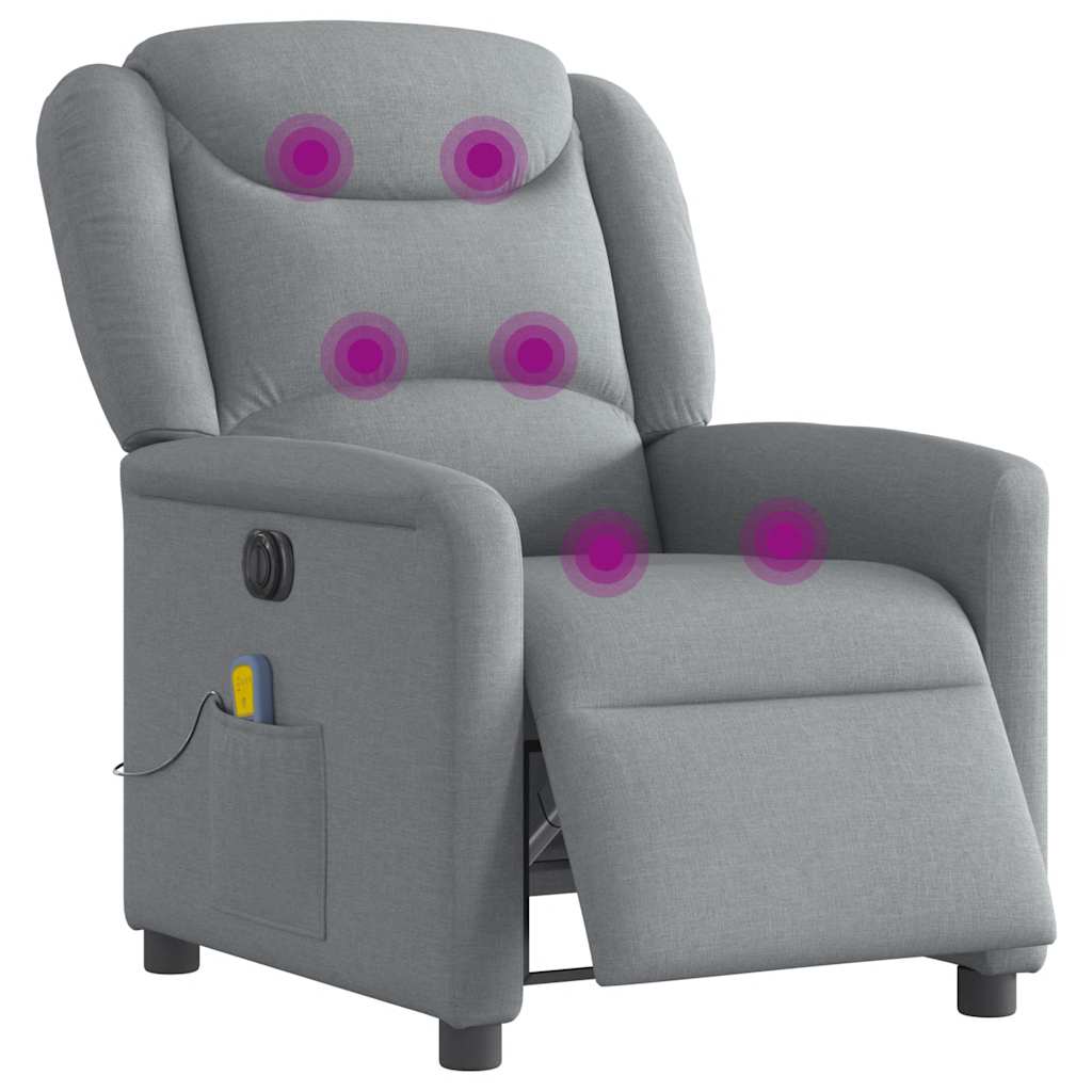 Fauteuil de massage | Fauteuil de relaxation | Chaise de relaxation inclinable électrique gris clair tissu CFW292683 - 3