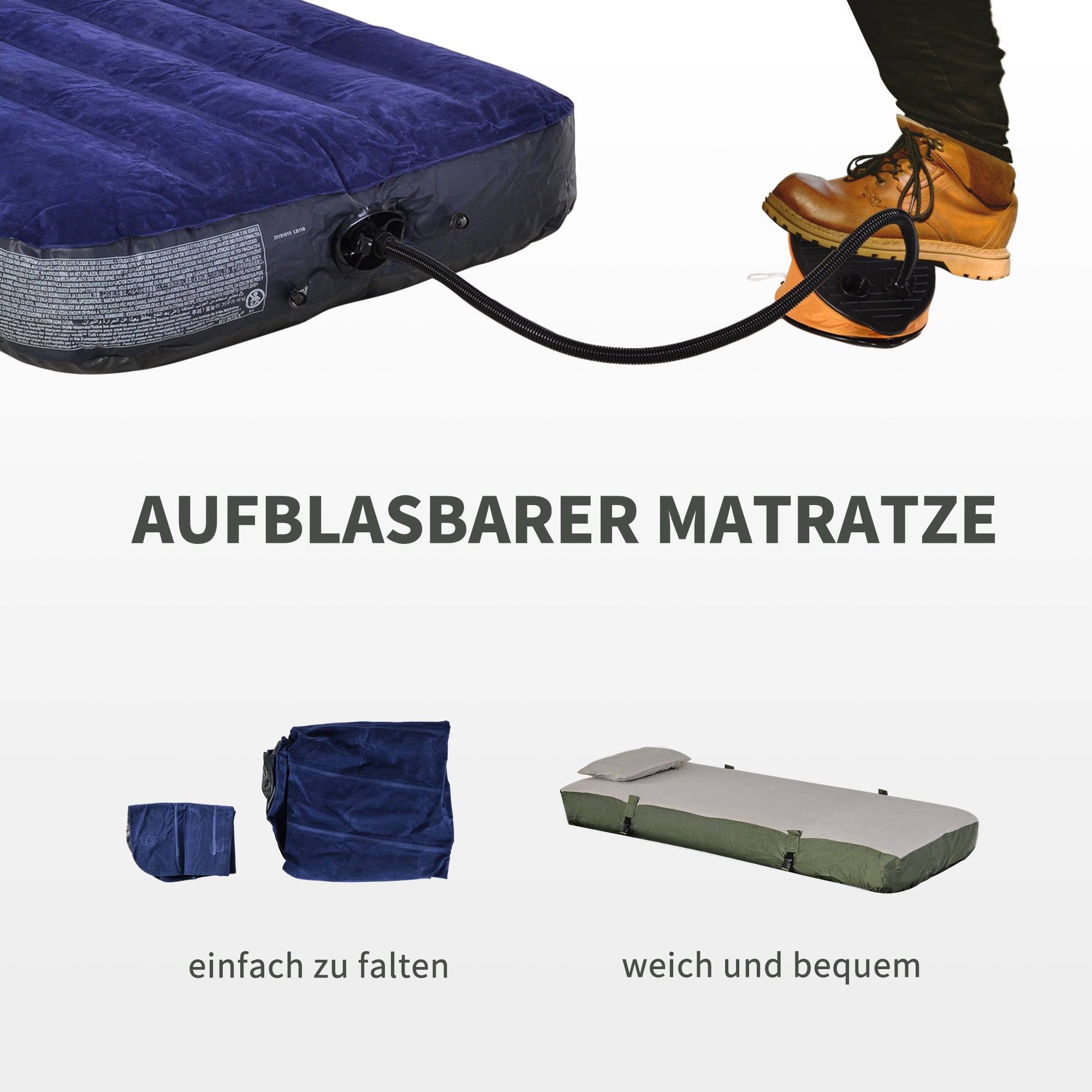 Ensemble tente de camping avec lit de camp, et matelas, vert foncé - 8