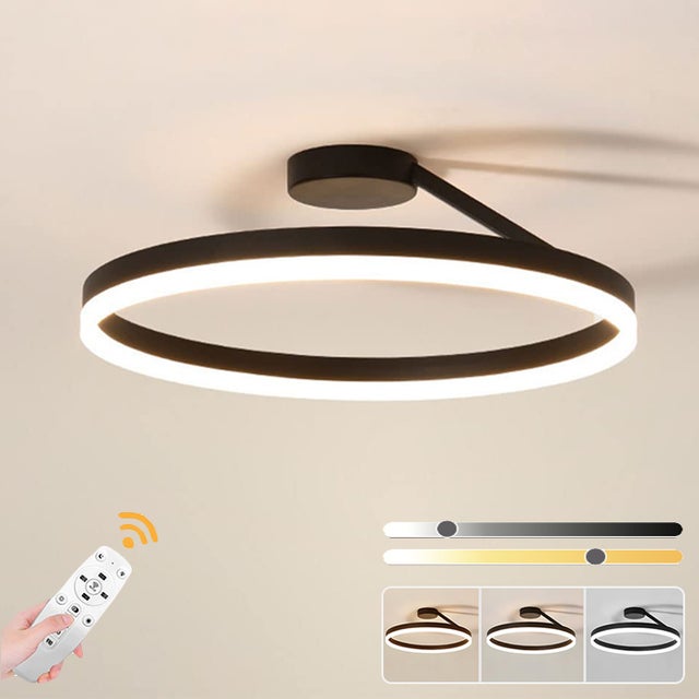 Nowoczesny żyrandol LED, ściemnialna lampa sufitowa LED z pilotem, 30 cm okrągła lampa sufitowa do montażu wpuszczanego, 3 temperatury barwowe