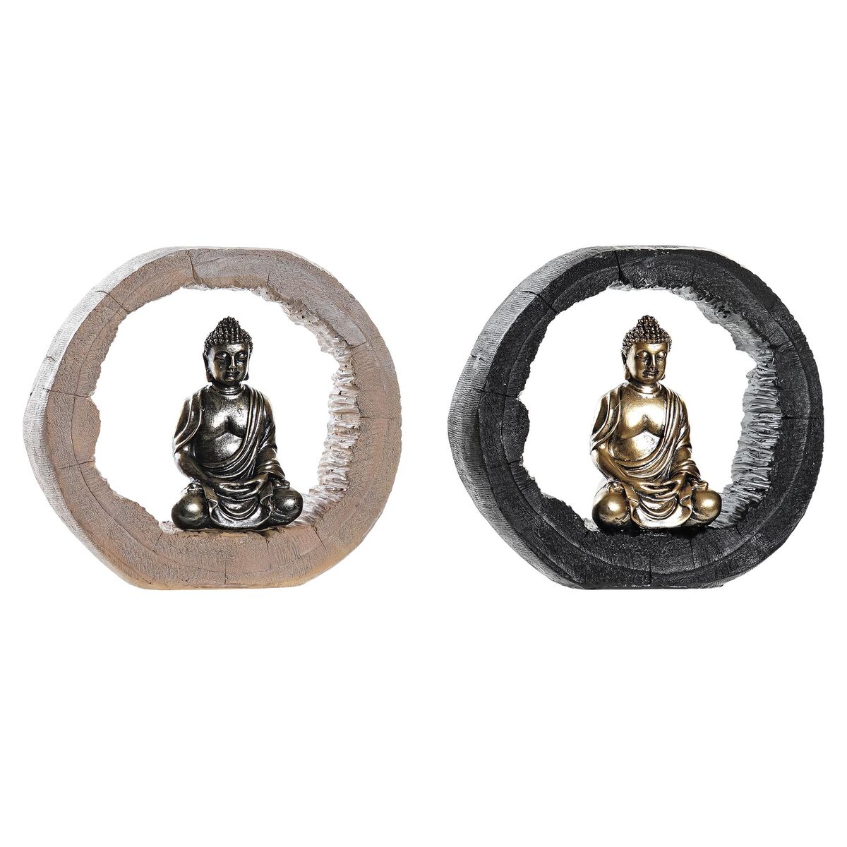 Figura decorativa dkd home decor negro dorado buda resina (20,8 x 6 x 18,5 cm) (2 unidades)