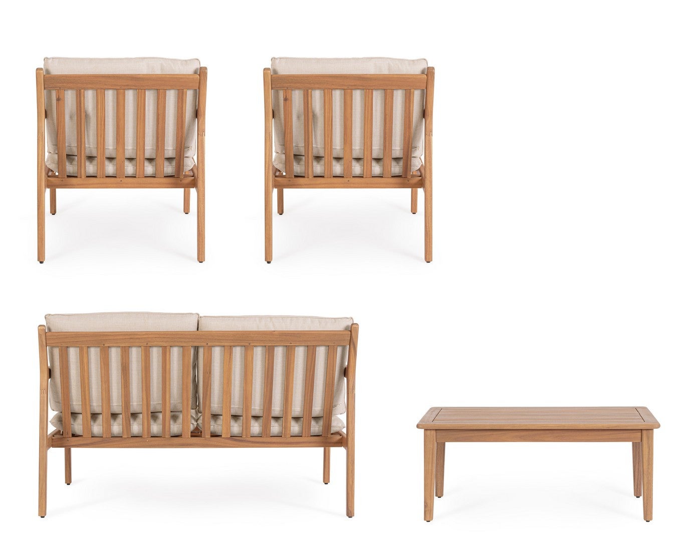 Salon bas de jardin en Bois Marron 4 personnes - 5