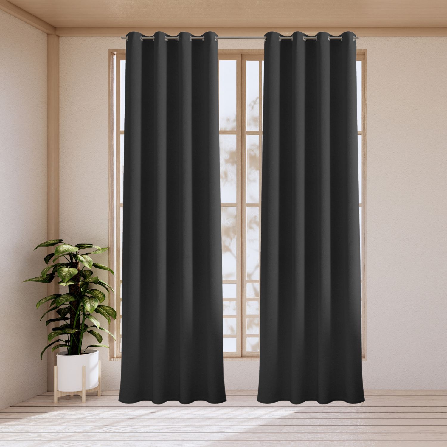 Pack 2 cortinas confeccionadas loneta negro 140x260cm donegal collections
