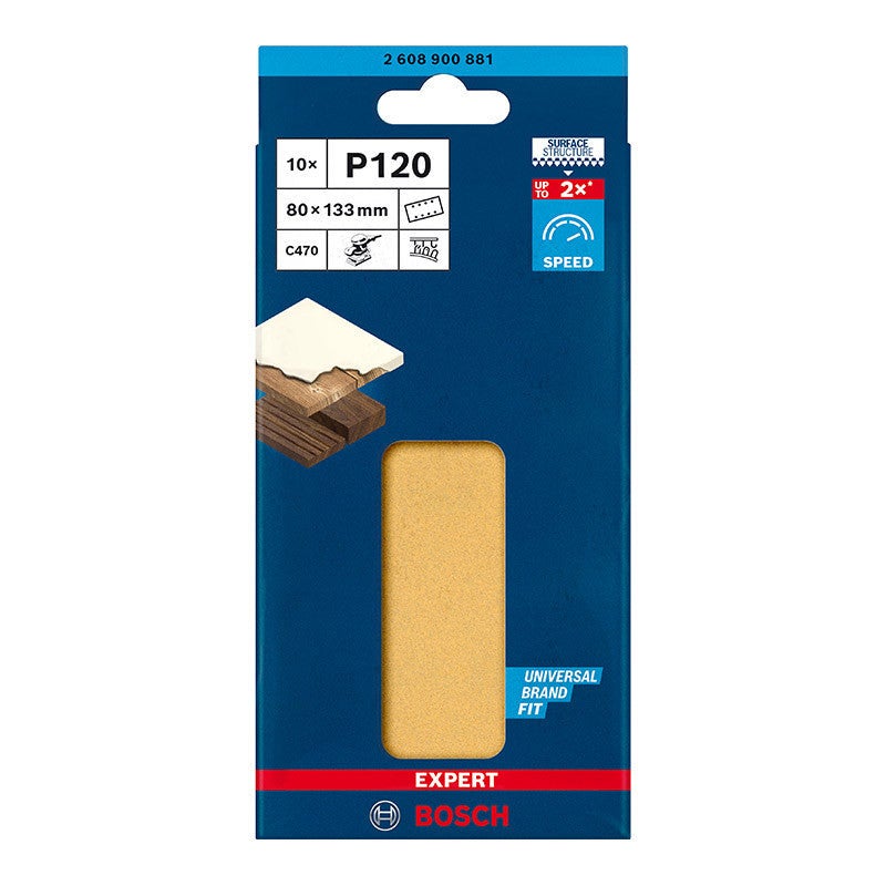 10 Feuilles abrasives BOSCH 2608900881 C470 80 x 133 mm, 120 - 2