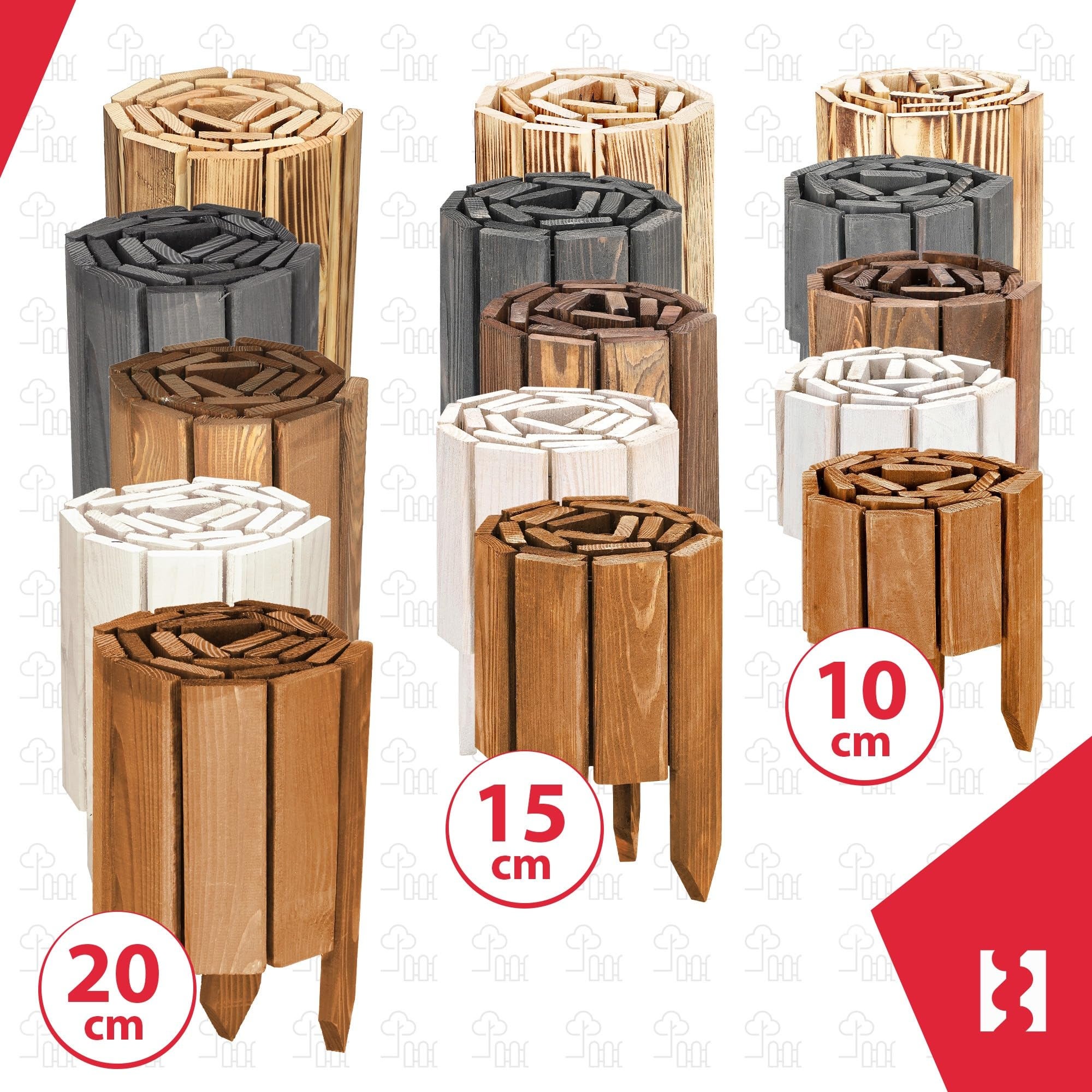 Mini Clôture Bois de Jardin Couleur Chêne 15x110 cm - Bordure de Pelouse - Palissade en Bois Anti-Rongeurs - Barrière Bois Jardin - KOTARBAU - 9