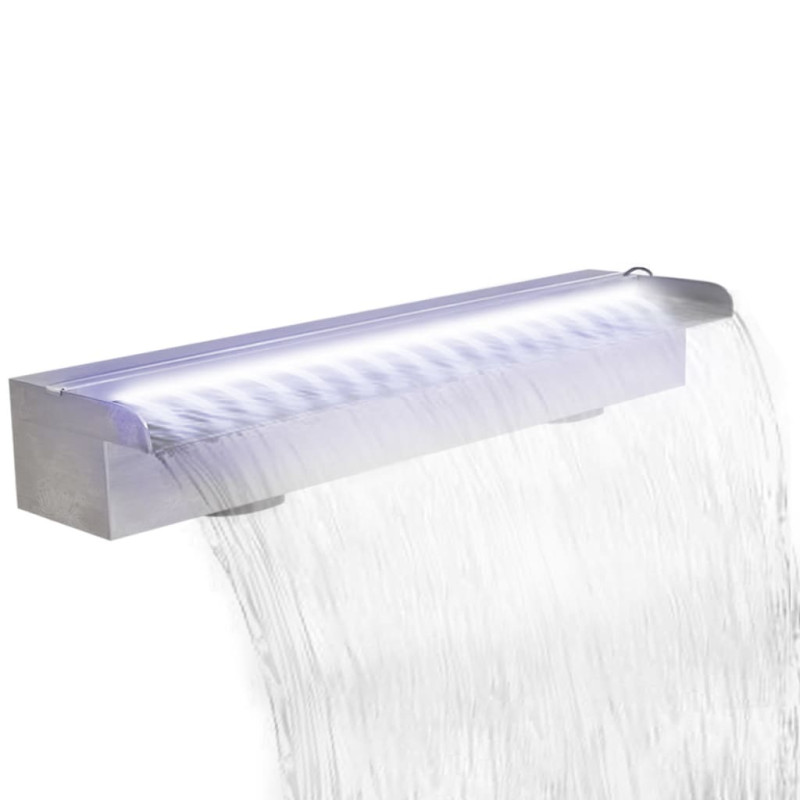Fuente cascada rectangular led para piscina acero inoxidable 60 cm vidaxl