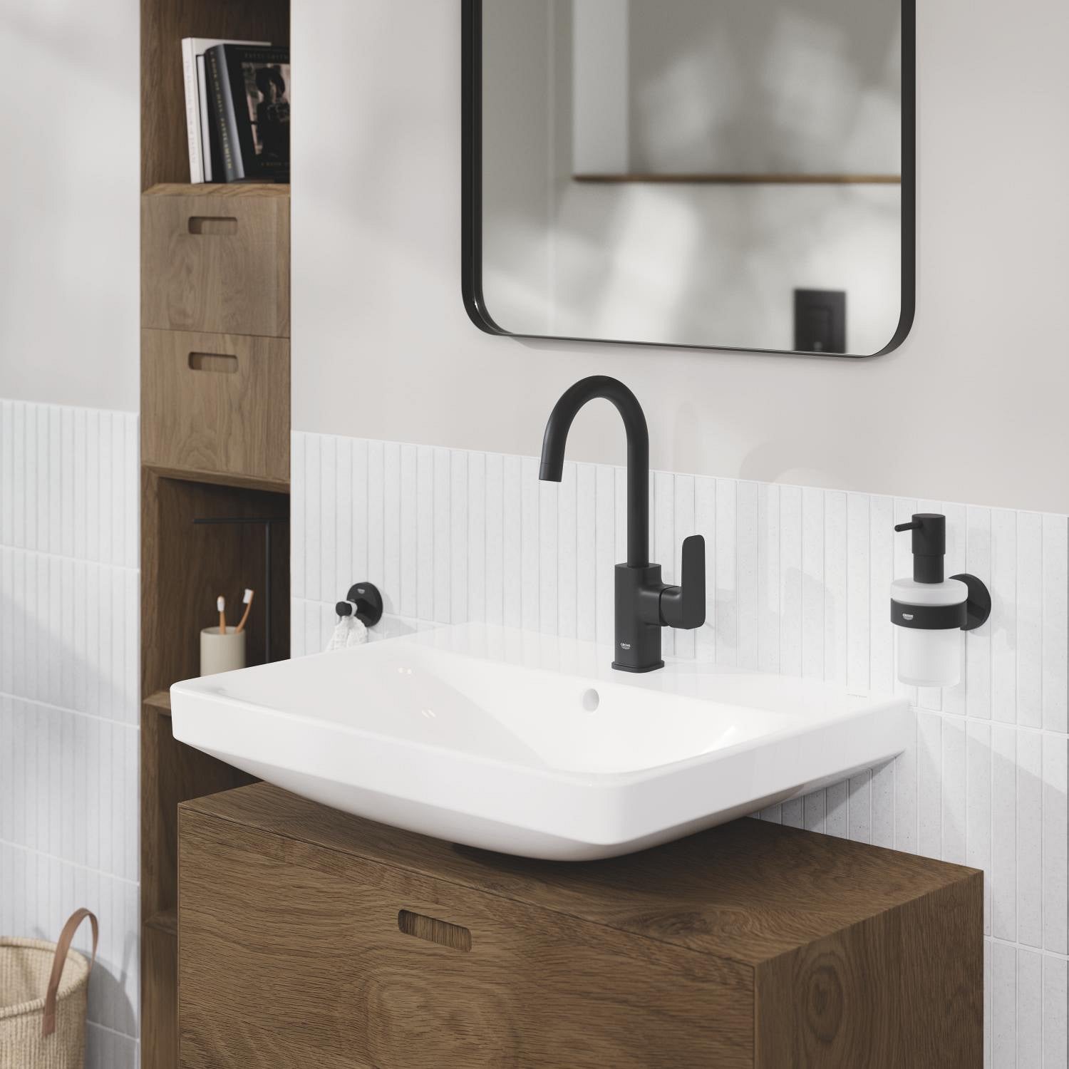 Baterie lavoar Grohe 1017712430, 28 mm, 5 l/min, 0.6 bar, 35 mm, 311 mm, 140 mm, 395 mm, 1 orificii instalare, Negru