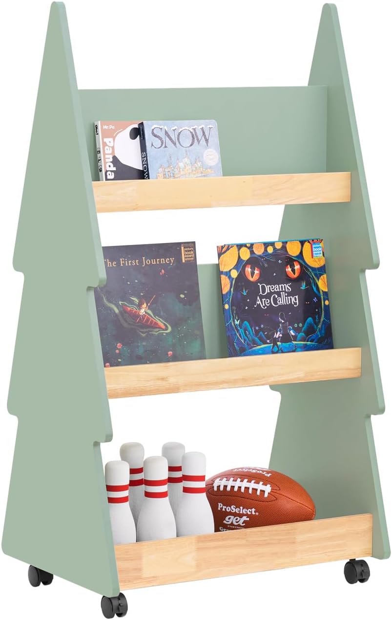 PINOLINO Bibliothèque Pour Enfants Lasse Avec Roulettes - Blanc - 3 Compartiments + Compartiment Secret