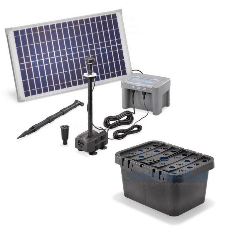 Filtre De Bassin Solaire Biling 12W - 605 L/h, Pompe Avec Tuyau, 4 Buses, Pour étang Et Cascade