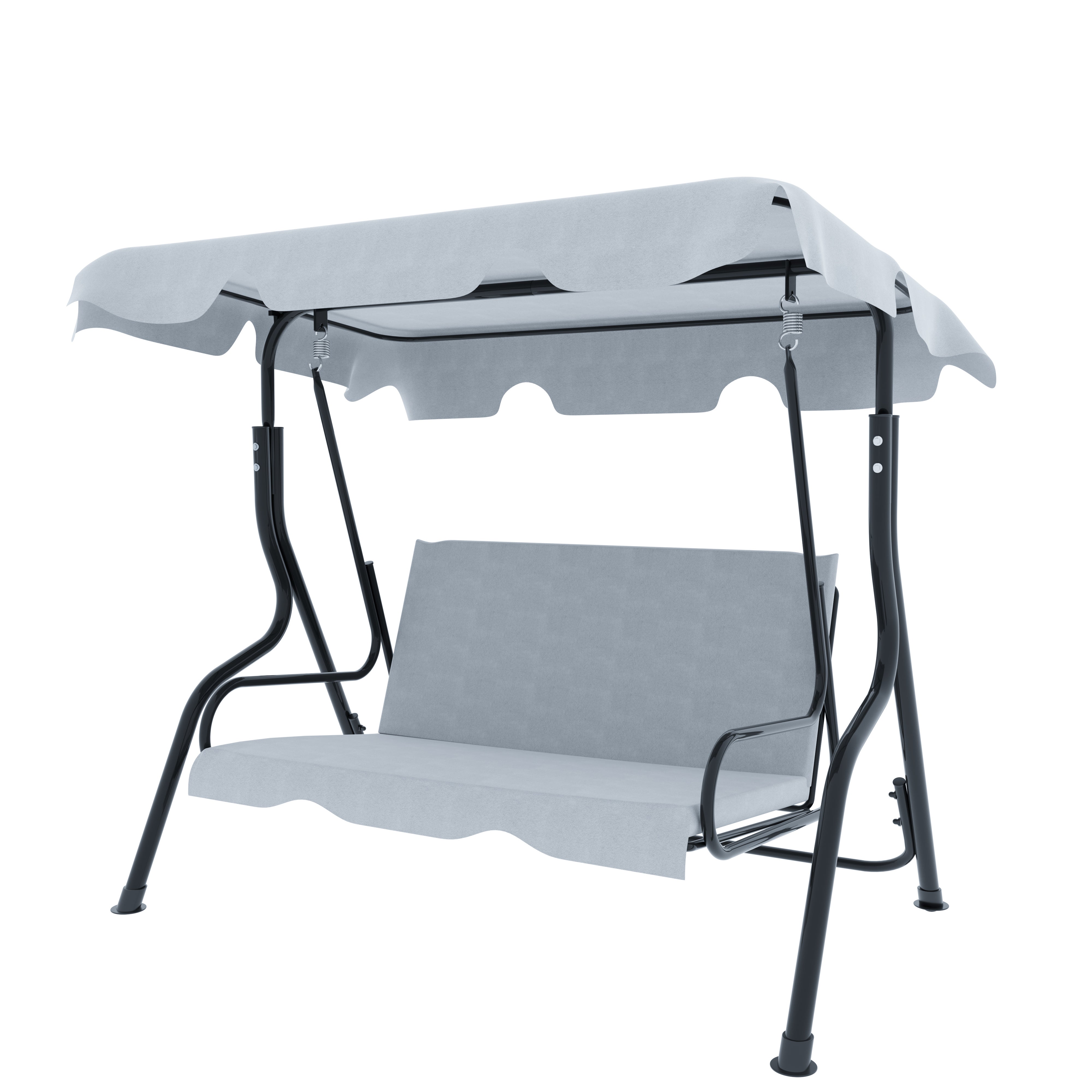 Dondolo 3 Posti Algarve Con Tettuccio Parasole Regolabile Cuscini Imbottiti Struttura Robusta In Acciaio Da Giardino 170 x 110 x 153 cm Grigio - 6