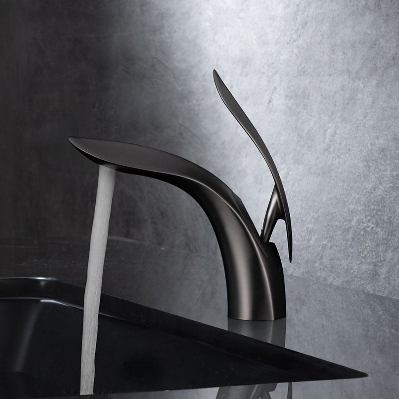 Nowoczesny, matowo-czarny kran umywalkowy do łazienki - Mosiężny kran mieszaczowy do wody ciepłej i zimnej do umywalki łazienkowej