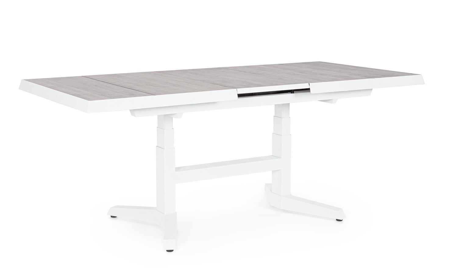 Stół rozkładany "ROBERT" biały 143-183X88, aluminiowa rama i ceramiczny blat, regulowana wysokość.