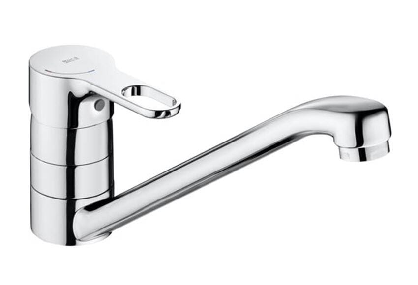 Jednouchwytowa bateria kuchenna z poziomą wylewką ROCA Atis Cold Start chromowana