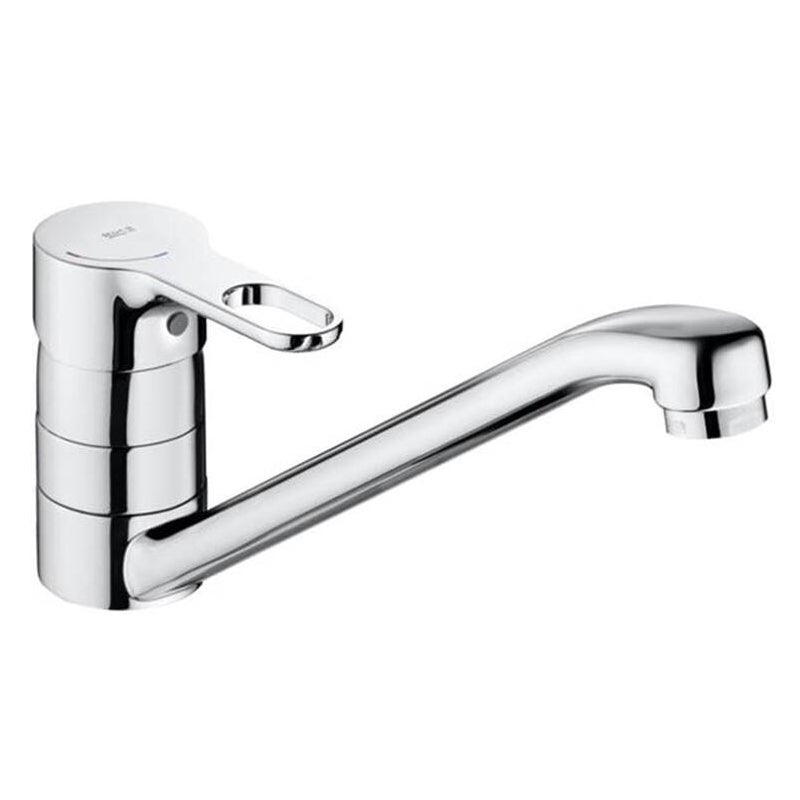 Jednouchwytowa bateria kuchenna z poziomą wylewką ROCA Atis Cold Start chromowana