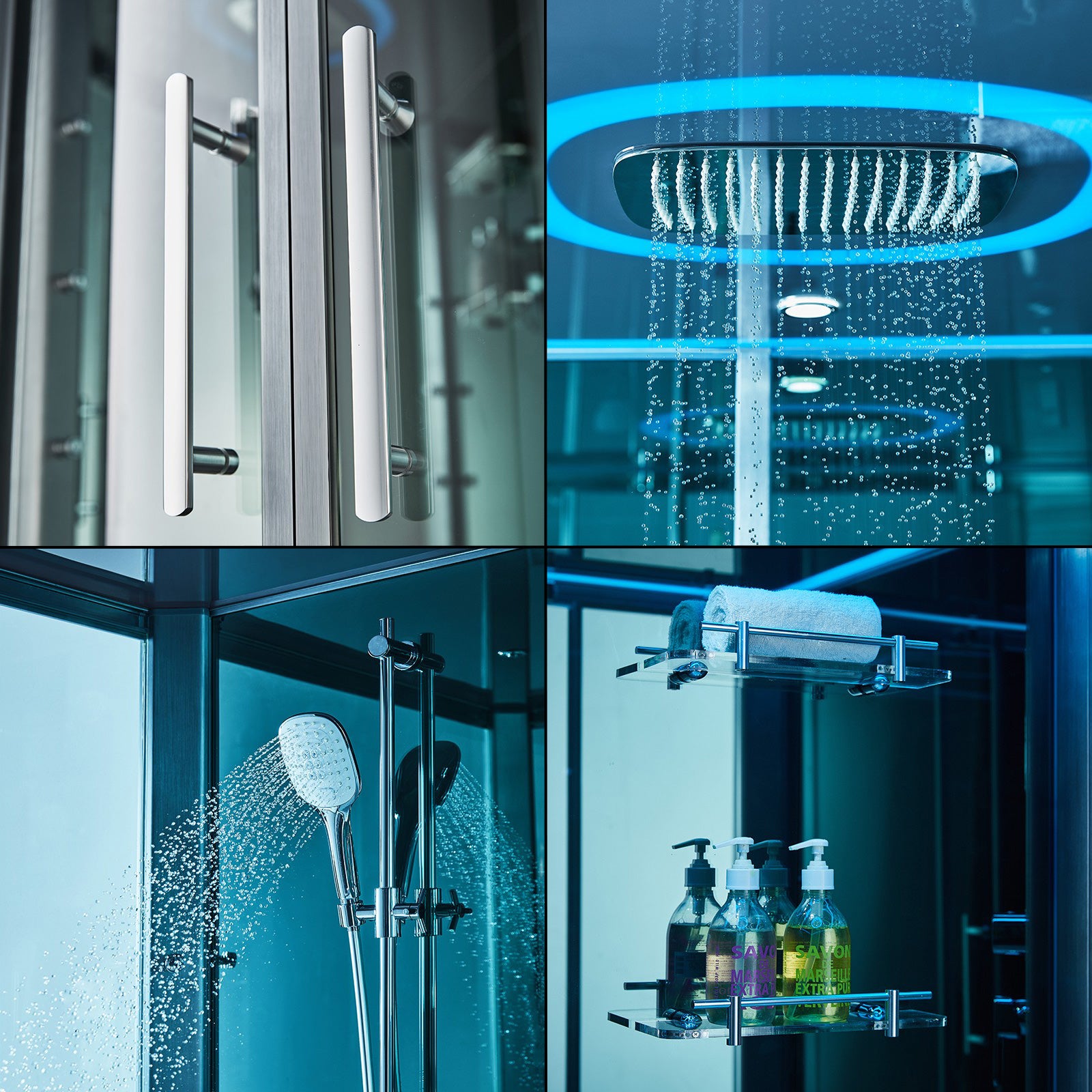 Cabine De Douche Vapeur De Luxe Avec Baignoire Balnéo 150x90cm – 25 Jets, Neuve