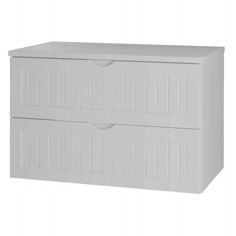 Szafka łazienkowa MONA 80 cm biała z blatem frezowany front z uchwytem