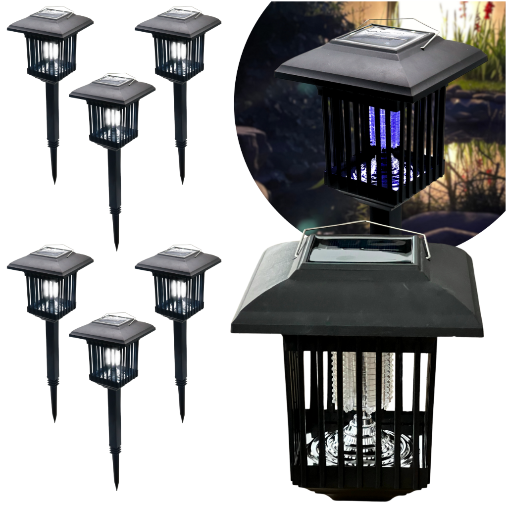 Zestaw 6x Lampka Solarna Owadobójcza 2w1 Lampa Ogrodowa LED Latarenka na Komary
