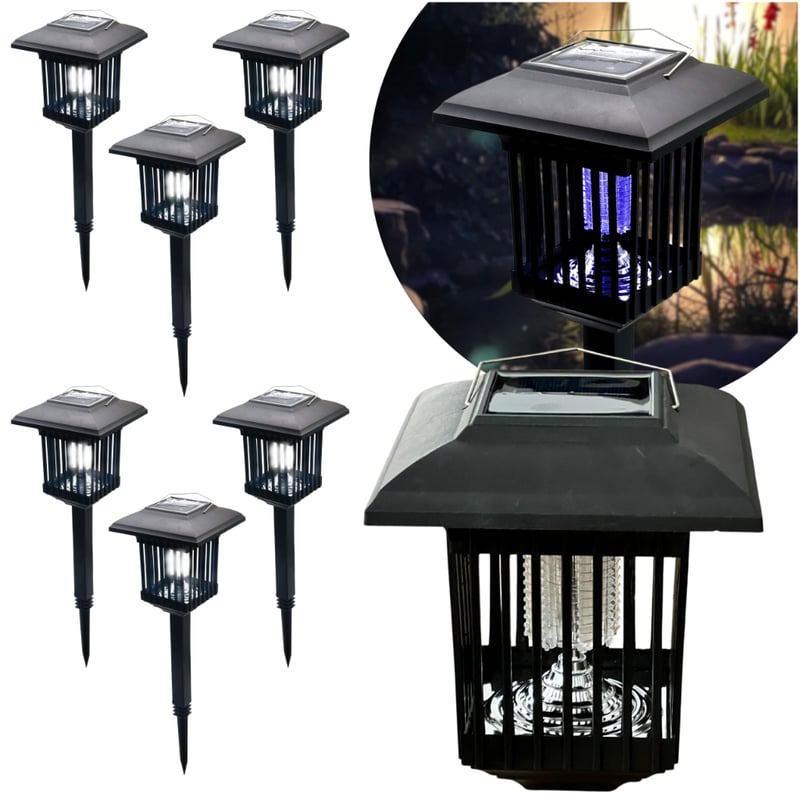 Zestaw 6x Lampka Solarna Owadobójcza 2w1 Lampa Ogrodowa LED Latarenka na Komary