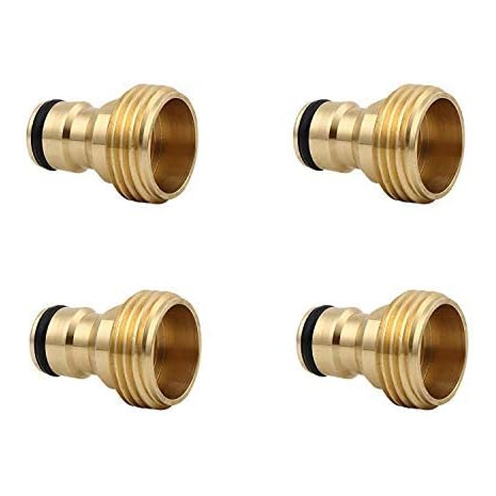 Szybkozłącze do węża ogrodowego (4 sztuki), mosiężna końcówka męska 3/4 cala, szybkozłączny adapter