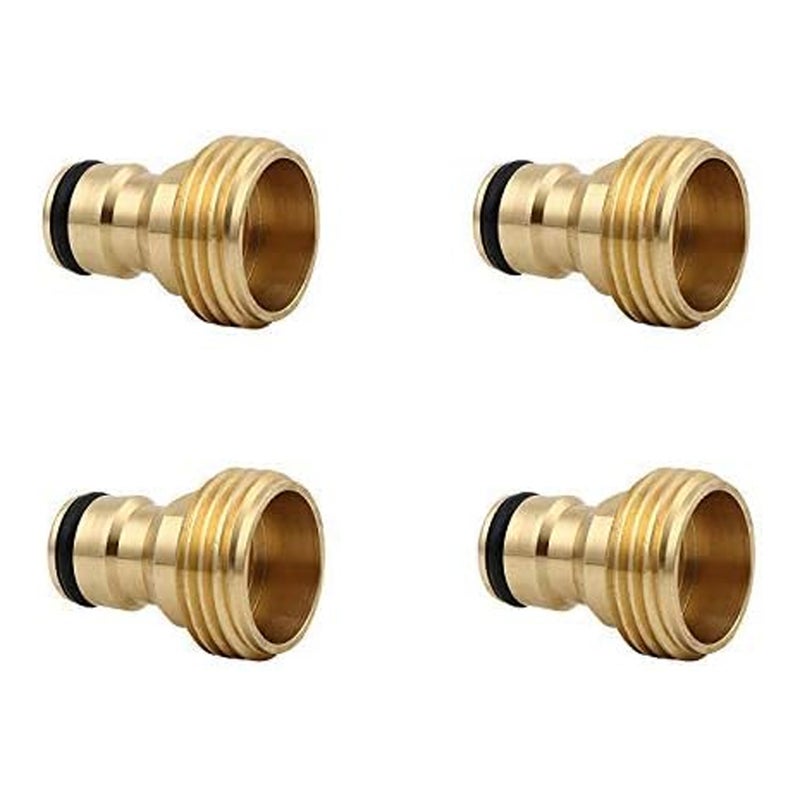 Szybkozłącze do węża ogrodowego (4 sztuki), mosiężna końcówka męska 3/4 cala, szybkozłączny adapter