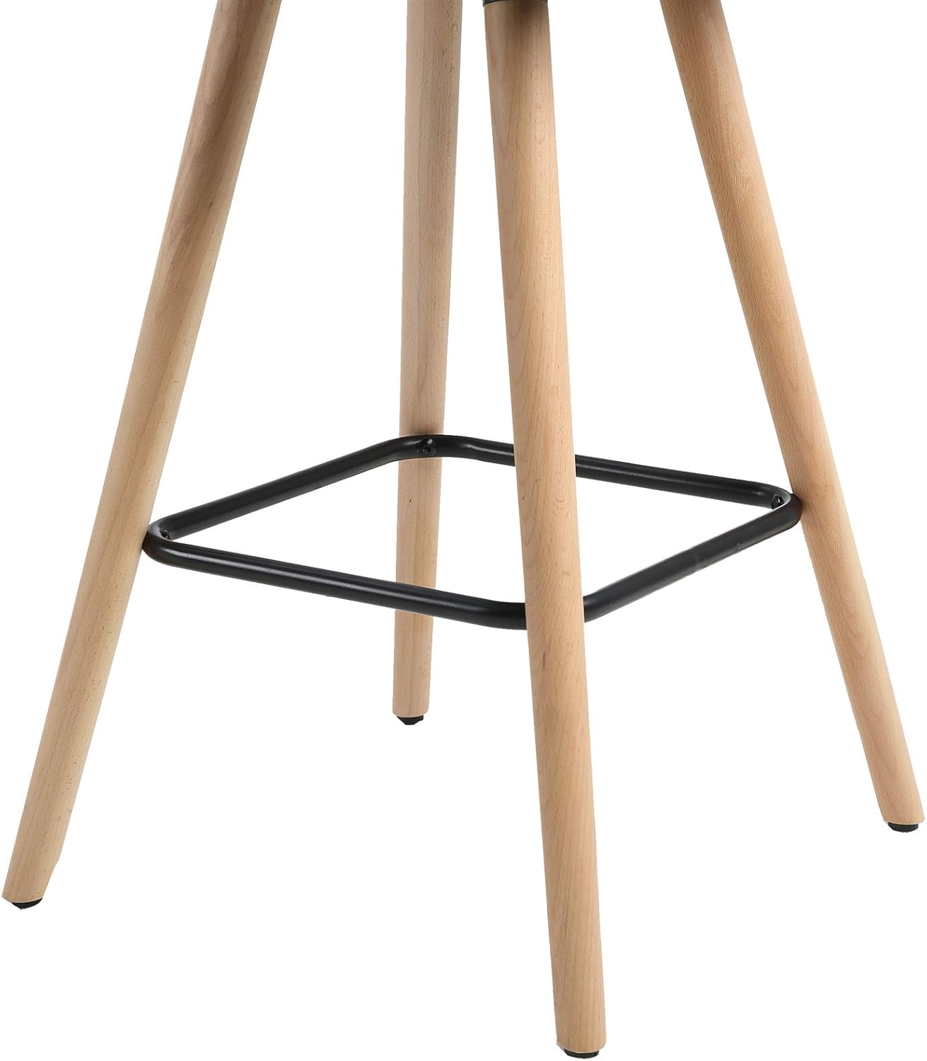Lot de 2 Tabourets de Bar WOLTU - avec Repose-Pieds - Chaise de bar Design en Bois Massif et Lin - Gris Foncé - 7