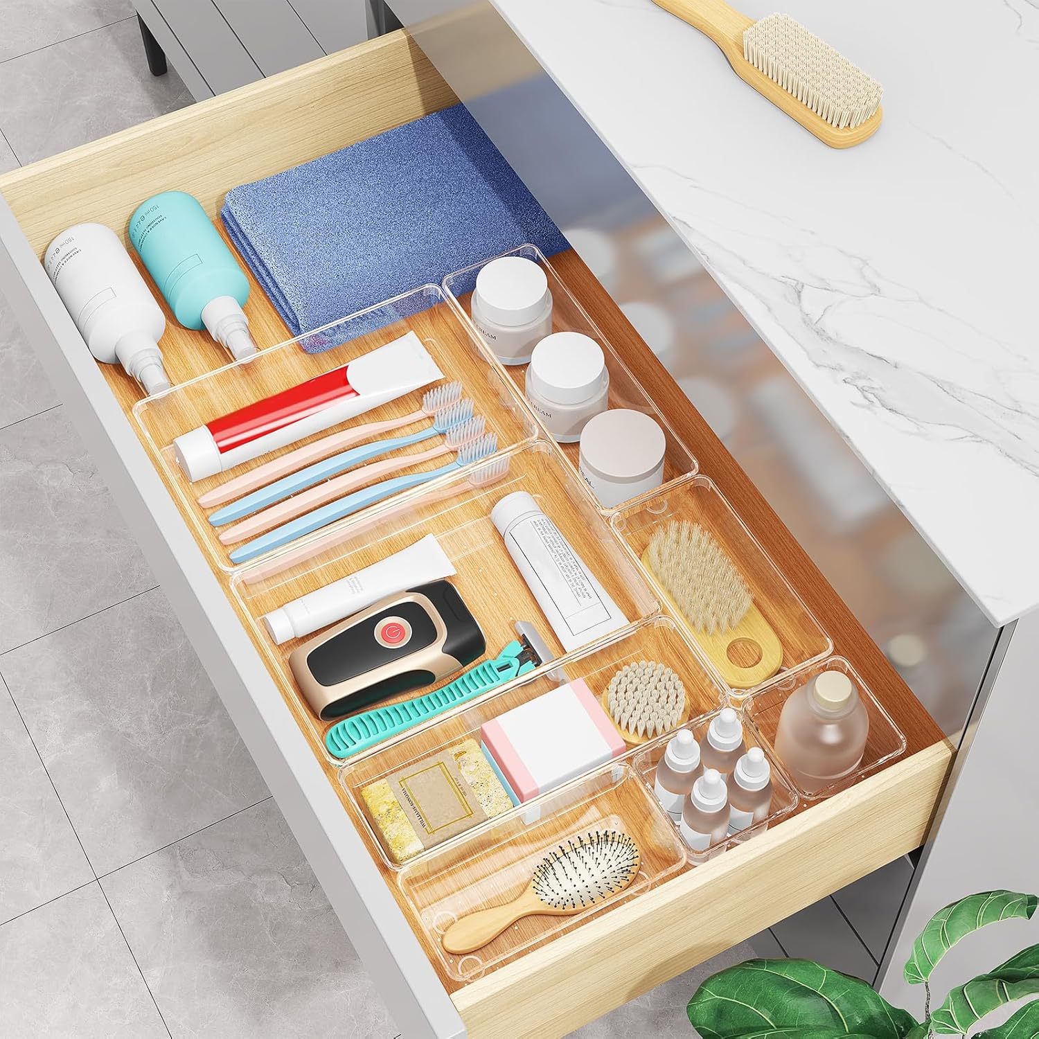Ensemble de 12 organisateurs de tiroir – Bacs de rangement en plastique transparent - 3