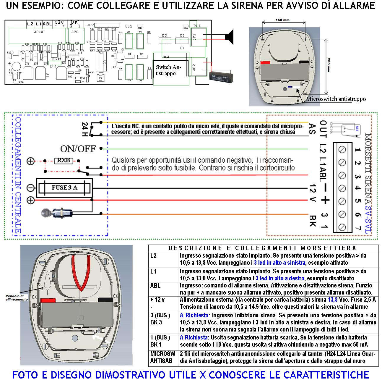 Sirene Da Esterno Lampeggianti Per Antifurto Led a V 2 Pezzi Melodia Binota Frequenza A/B 1724/2475 Hz 115 dB Comando Di Allarme Caduta +/- 2 Batterie - 2