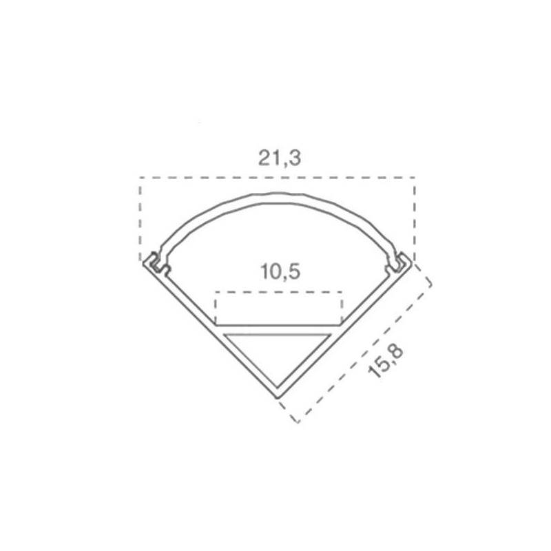 Profilé d'angle en aluminium argenté pour bande LED (L max : 10,5mm) Couverture satinée 2000 x 15,8 x 15,8mm - 2
